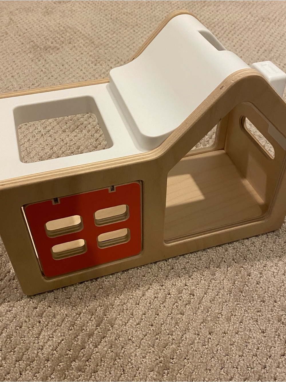 Wooden Activity House Toy - White, Natural & Orange